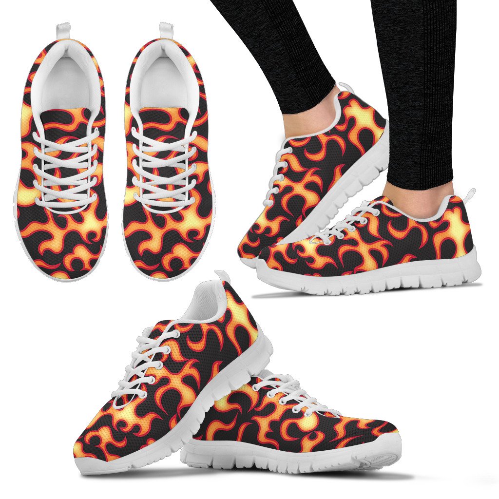 Flame Fire Themed Print Women Sneakers Shoes