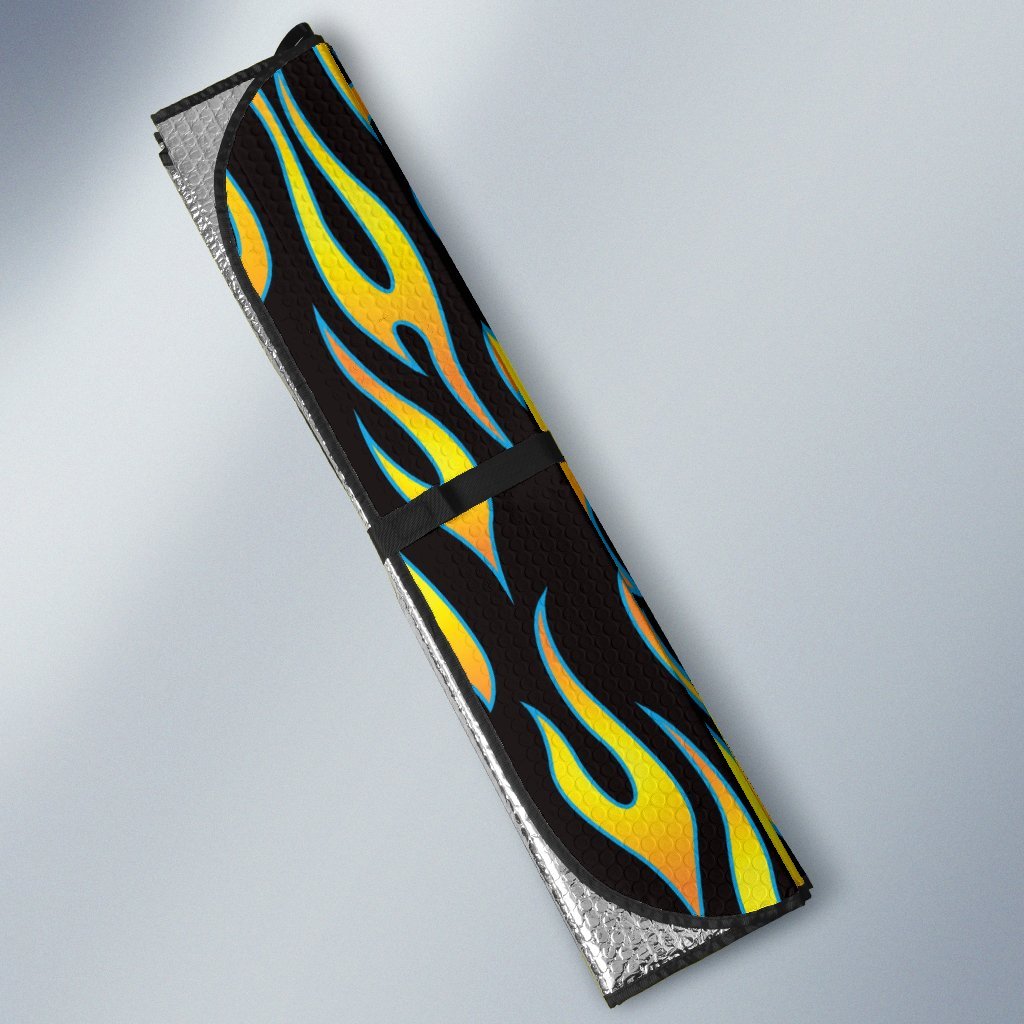 Flame Fire Yellow Pattern Car Sun Shade For Windshield