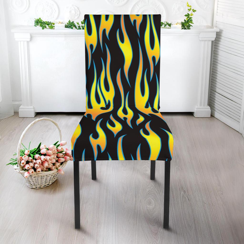 Flame Fire Yellow Pattern Dinning Chair Slipper-JTAMIGO.COM