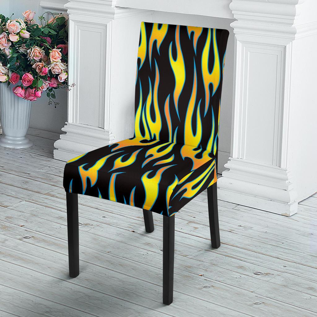 Flame Fire Yellow Pattern Dinning Chair Slipper-JTAMIGO.COM