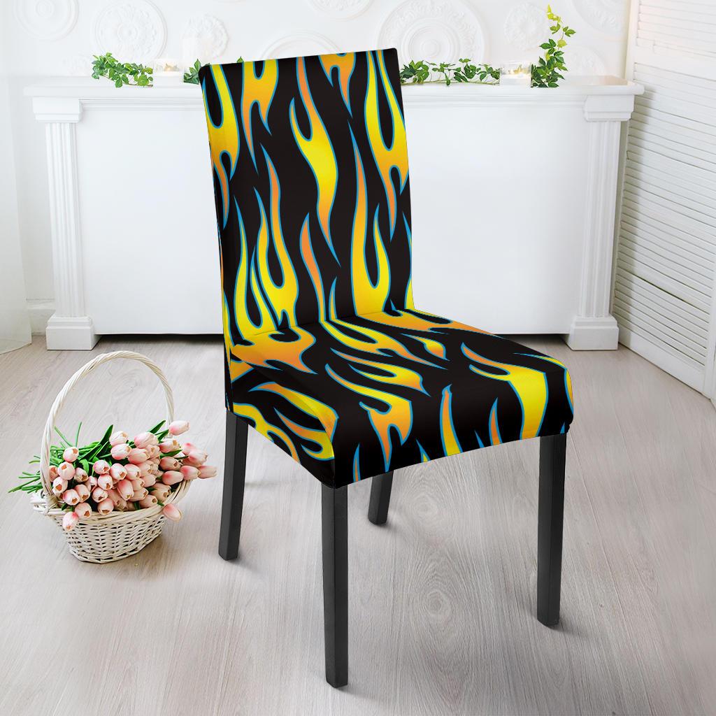Flame Fire Yellow Pattern Dinning Chair Slipper-JTAMIGO.COM