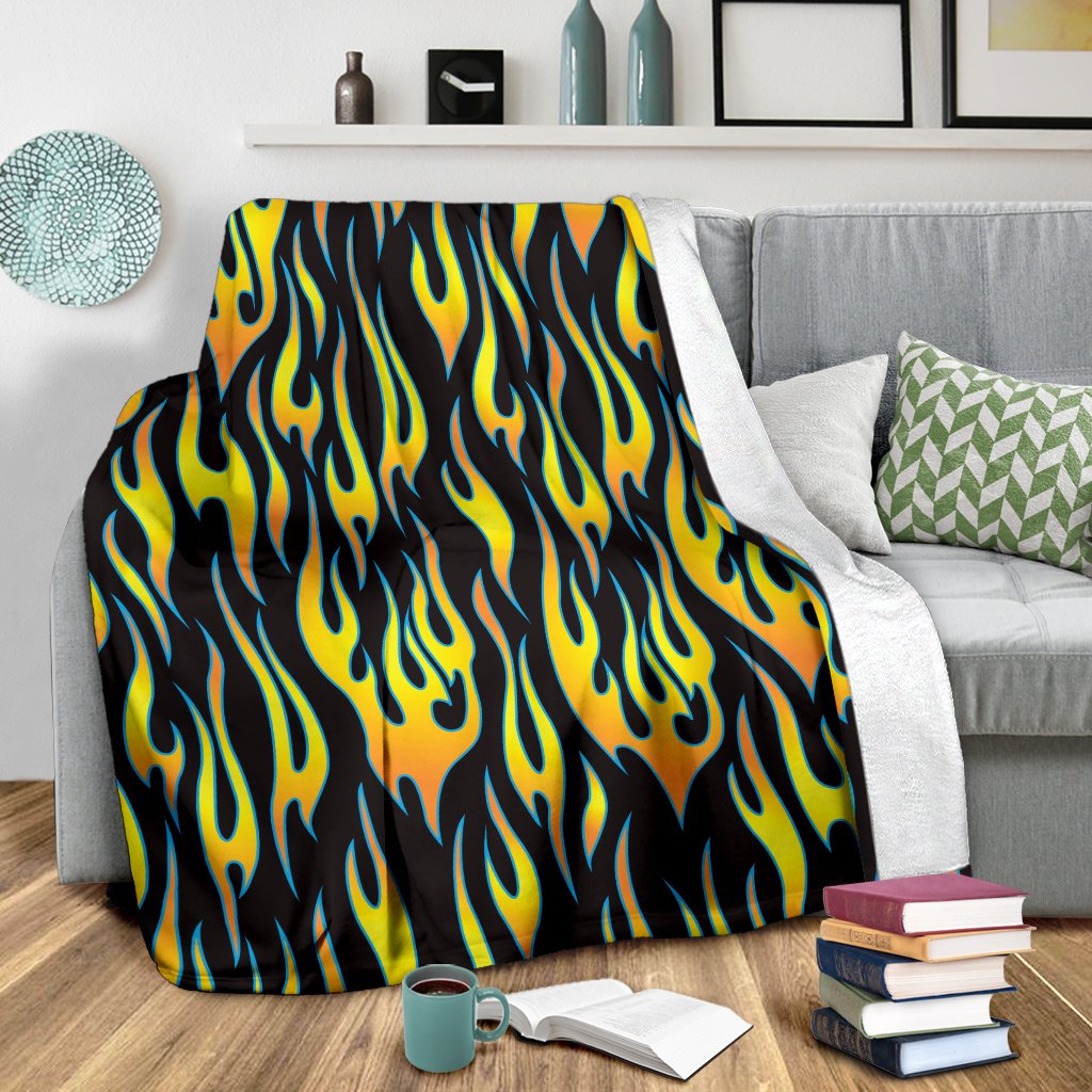Flame Fire Yellow Pattern Fleece Blanket