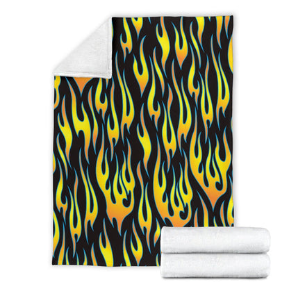Flame Fire Yellow Pattern Fleece Blanket