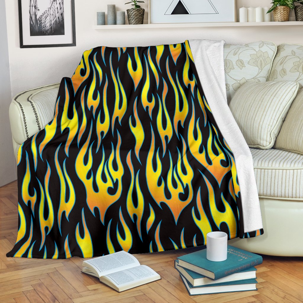 Flame Fire Yellow Pattern Fleece Blanket