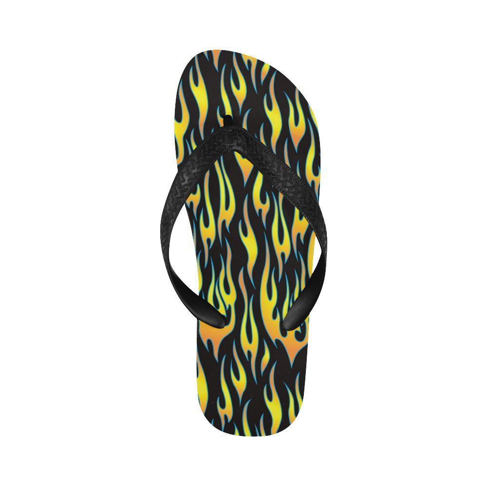 Flame Fire Yellow Pattern Flip Flops-JTAMIGO.COM