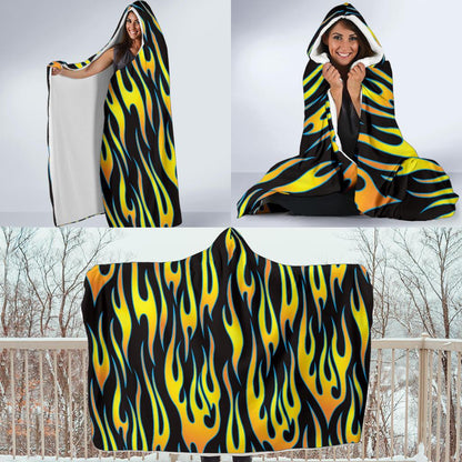 Flame Fire Yellow Pattern Hooded Blanket-JTAMIGO.COM