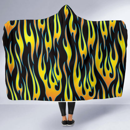 Flame Fire Yellow Pattern Hooded Blanket-JTAMIGO.COM