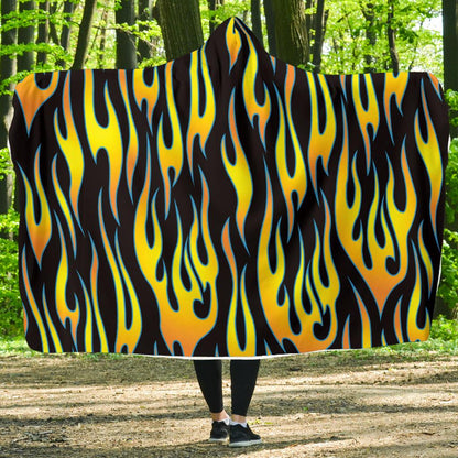 Flame Fire Yellow Pattern Hooded Blanket-JTAMIGO.COM
