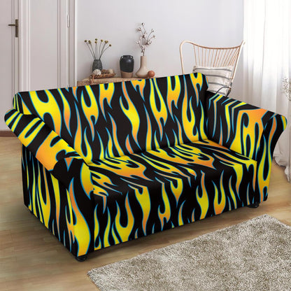 Flame Fire Yellow Pattern Loveseat Slipcover-JTAMIGO.COM