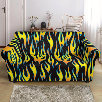 Flame Fire Yellow Pattern Loveseat Slipcover-JTAMIGO.COM