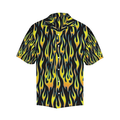 Flame Fire Yellow Pattern Men Aloha Hawaiian Shirt