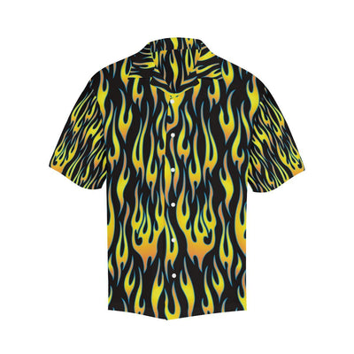 Flame Fire Yellow Pattern Men Aloha Hawaiian Shirt