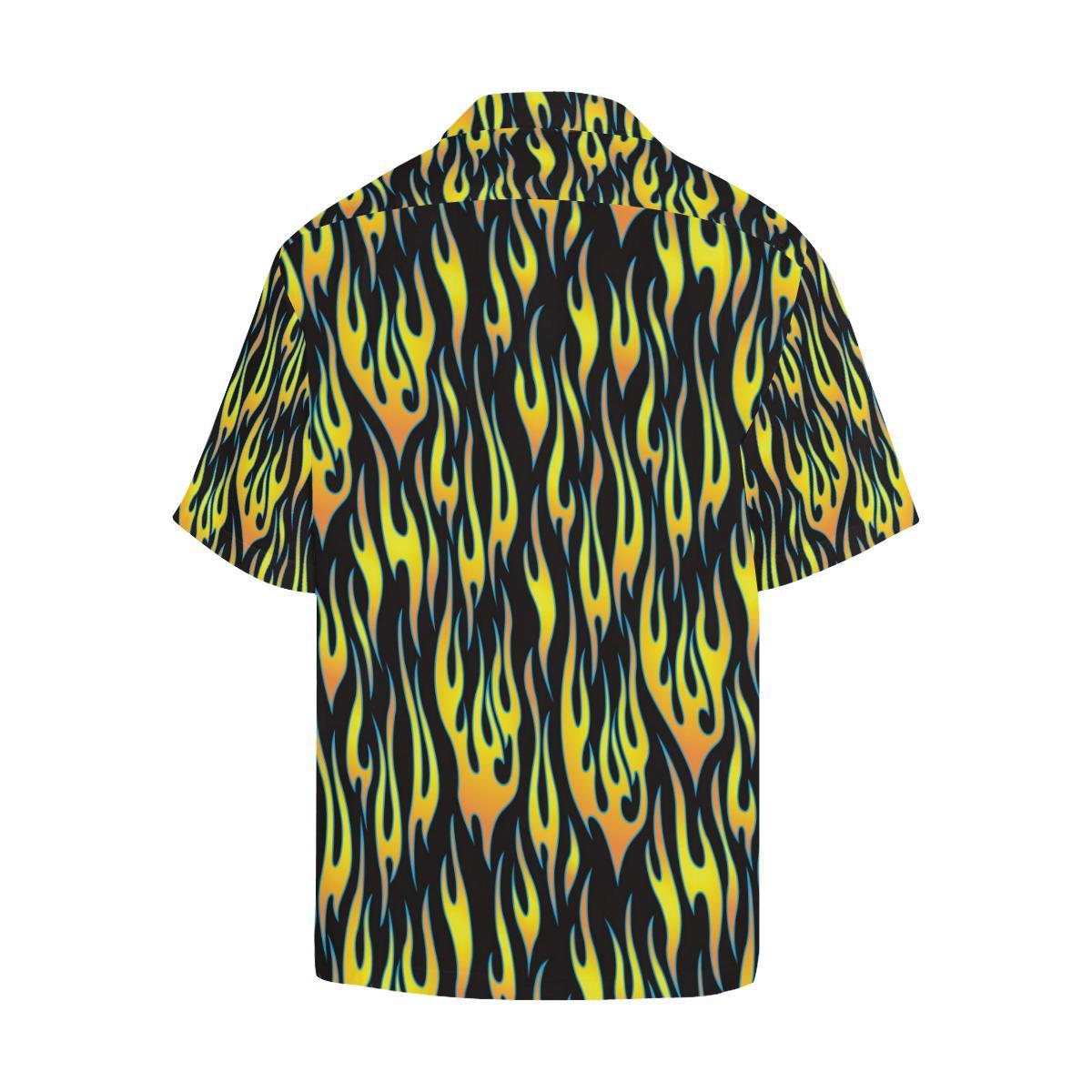 Flame Fire Yellow Pattern Men Aloha Hawaiian Shirt