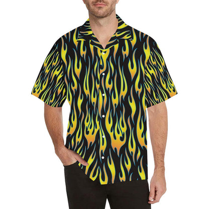 Flame Fire Yellow Pattern Men Aloha Hawaiian Shirt