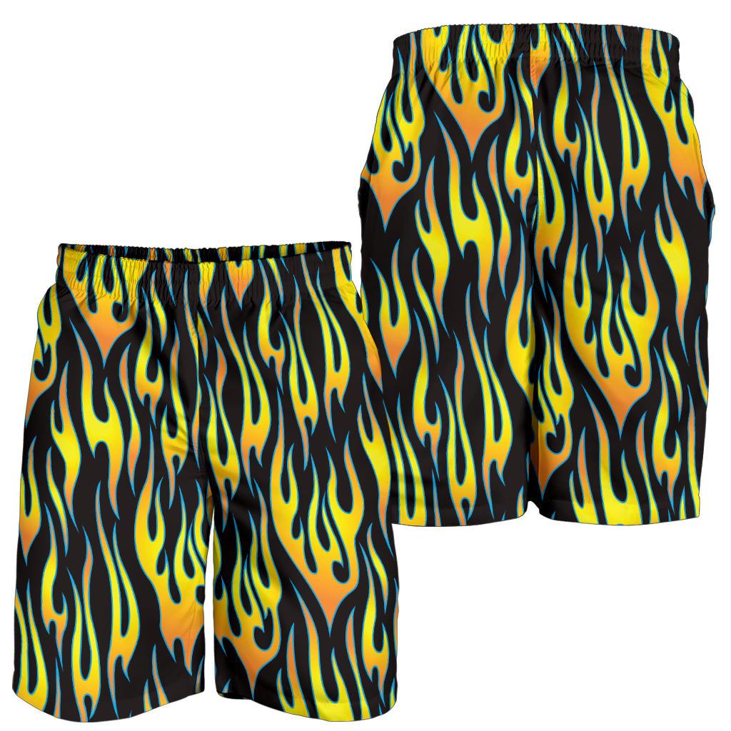 Flame Fire Yellow Pattern Mens Shorts-JTAMIGO.COM