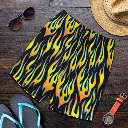 Flame Fire Yellow Pattern Mens Shorts-JTAMIGO.COM