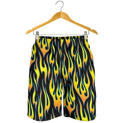Flame Fire Yellow Pattern Mens Shorts-JTAMIGO.COM