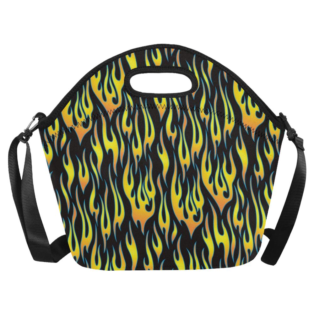 Flame Fire Yellow Pattern Neoprene Lunch Bag (Model 1669)(Large)-JTAMIGO.COM