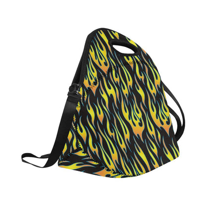 Flame Fire Yellow Pattern Neoprene Lunch Bag (Model 1669)(Large)-JTAMIGO.COM
