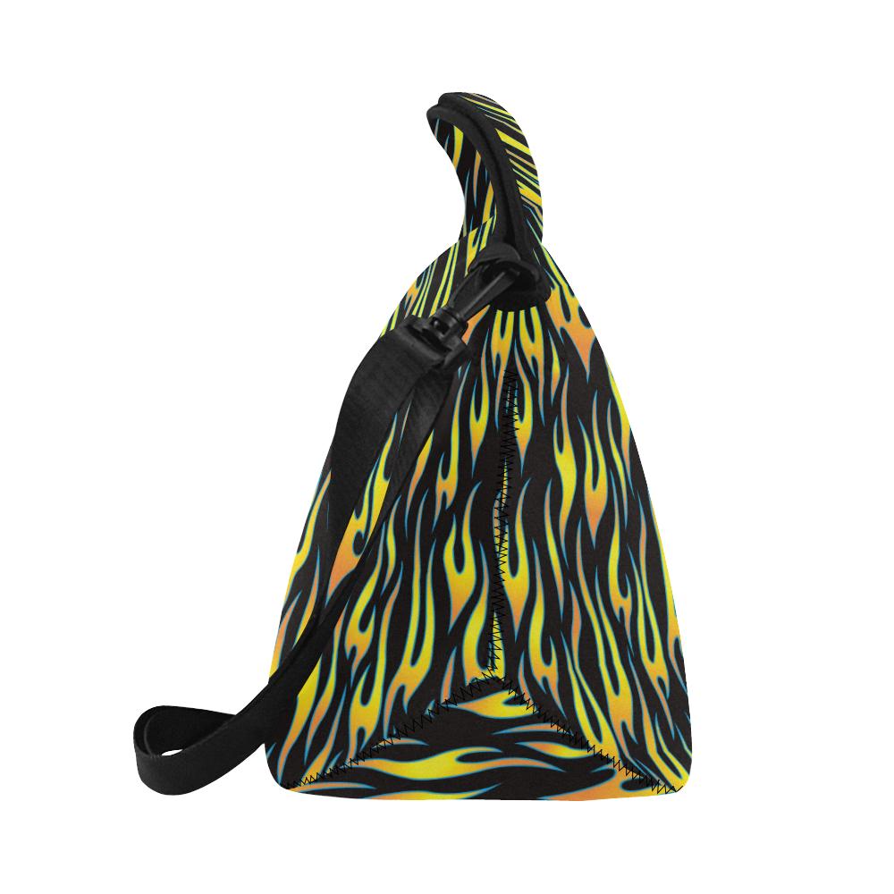 Flame Fire Yellow Pattern Neoprene Lunch Bag (Model 1669)(Large)-JTAMIGO.COM