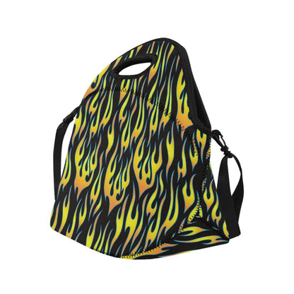 Flame Fire Yellow Pattern Neoprene Lunch Bag (Model 1669)(Large)-JTAMIGO.COM