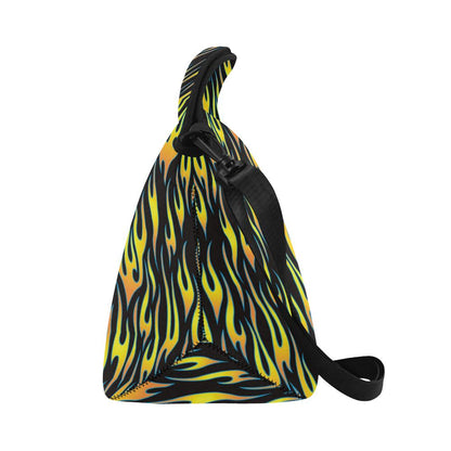 Flame Fire Yellow Pattern Neoprene Lunch Bag (Model 1669)(Large)-JTAMIGO.COM