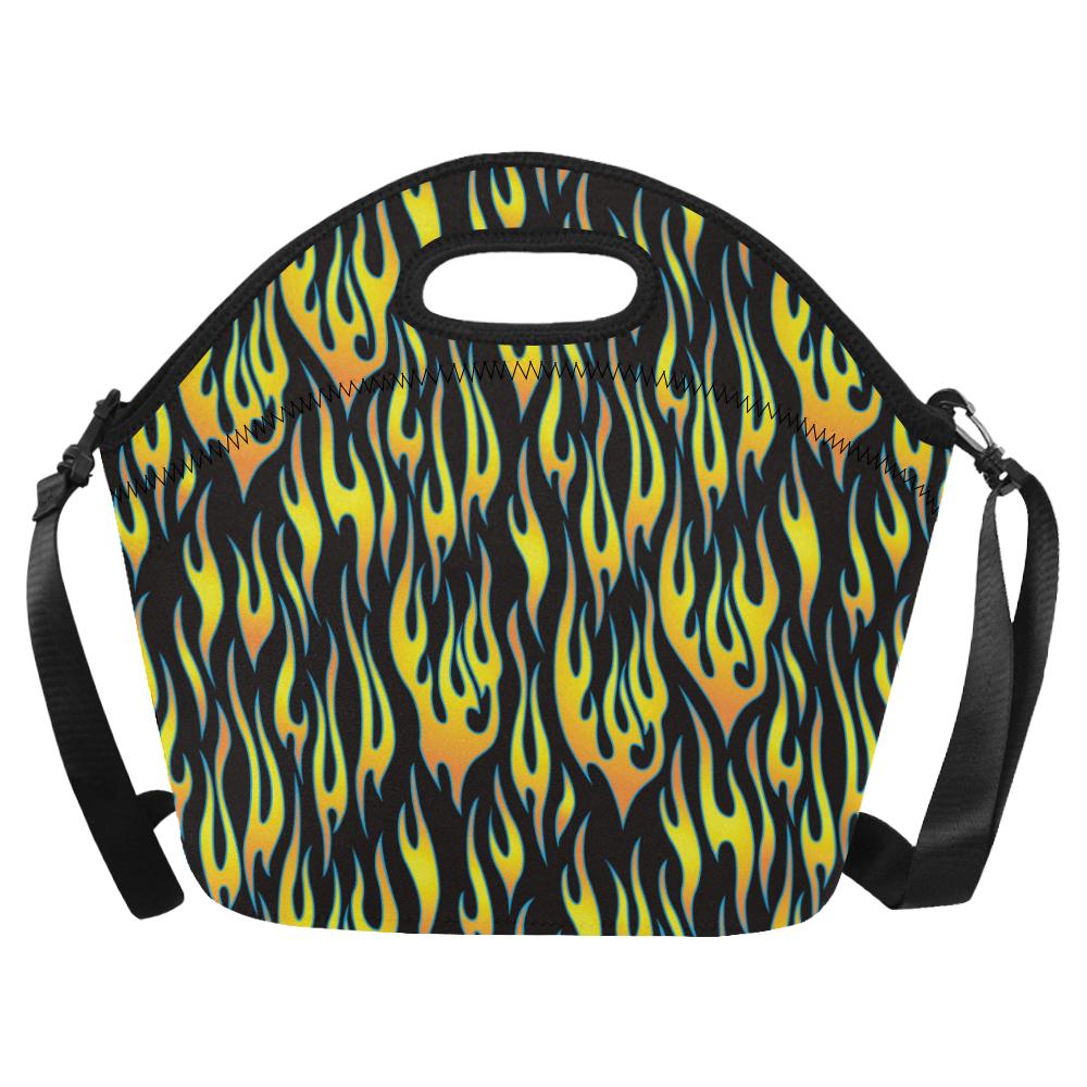 Flame Fire Yellow Pattern Neoprene Lunch Bag (Model 1669)(Large)-JTAMIGO.COM