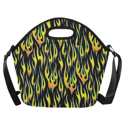 Flame Fire Yellow Pattern Neoprene Lunch Bag (Model 1669)(Large)-JTAMIGO.COM