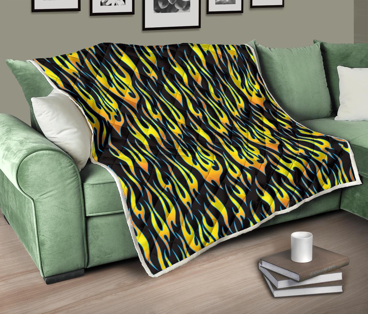 Flame Fire Yellow Pattern Premium Quilt-JTAMIGO.COM