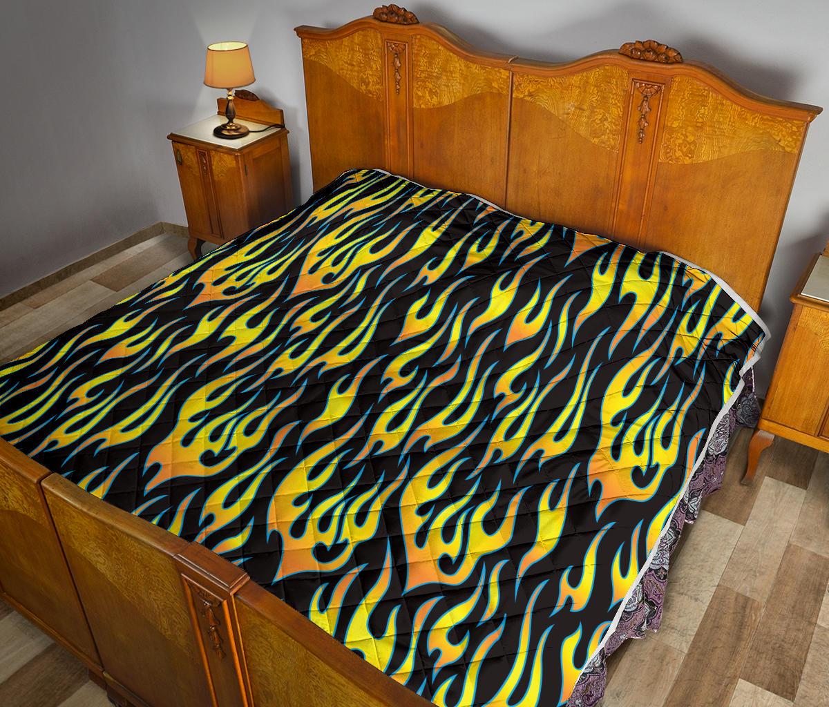 Flame Fire Yellow Pattern Premium Quilt-JTAMIGO.COM