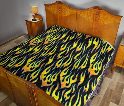 Flame Fire Yellow Pattern Premium Quilt-JTAMIGO.COM