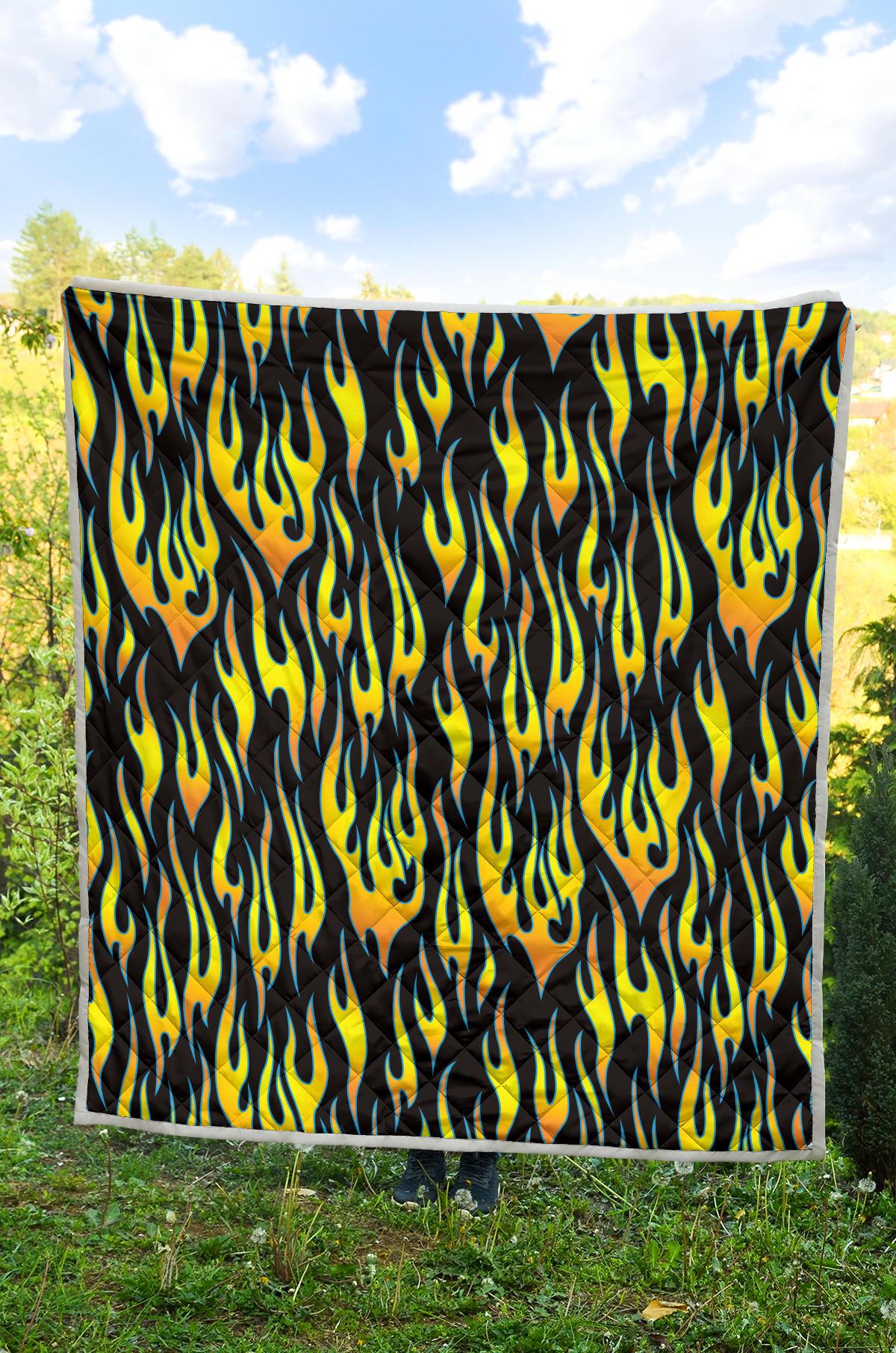 Flame Fire Yellow Pattern Premium Quilt-JTAMIGO.COM