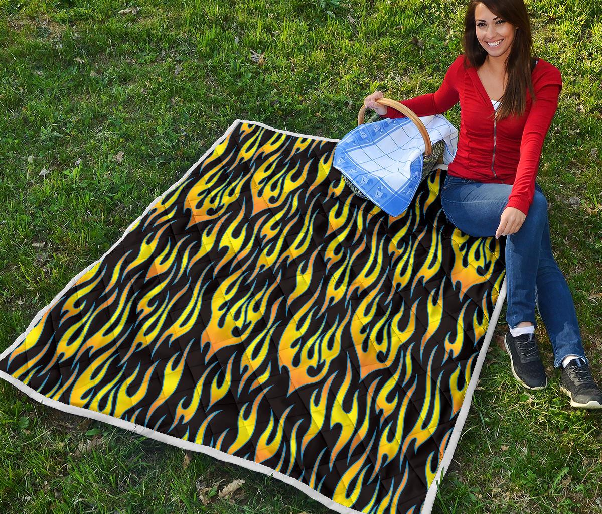 Flame Fire Yellow Pattern Premium Quilt-JTAMIGO.COM