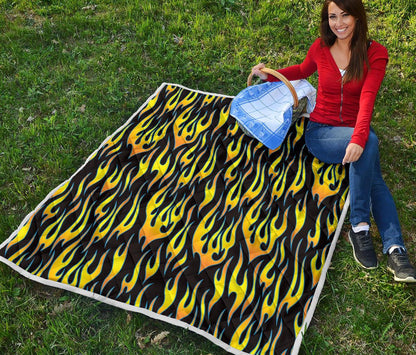 Flame Fire Yellow Pattern Premium Quilt-JTAMIGO.COM