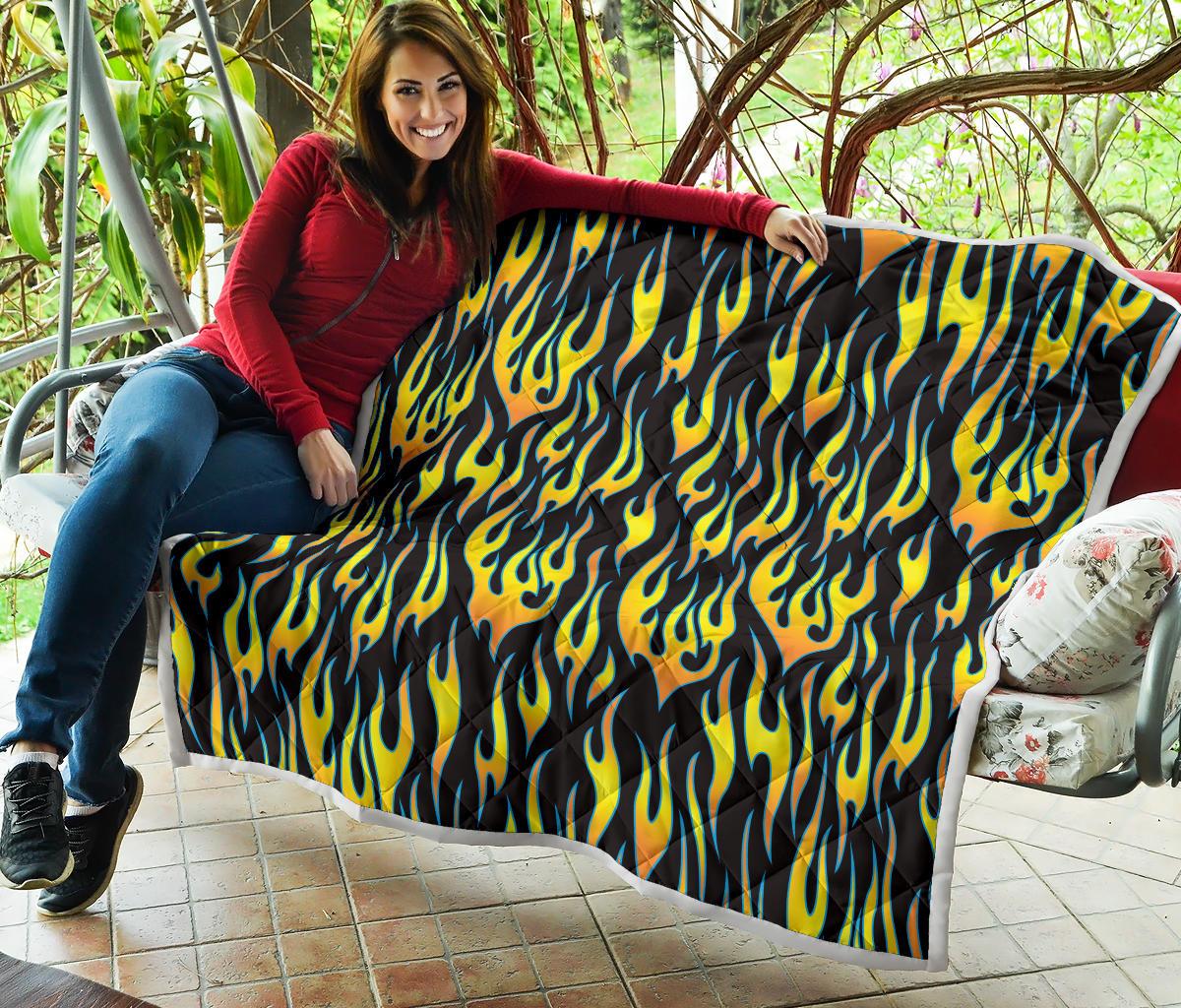 Flame Fire Yellow Pattern Premium Quilt-JTAMIGO.COM