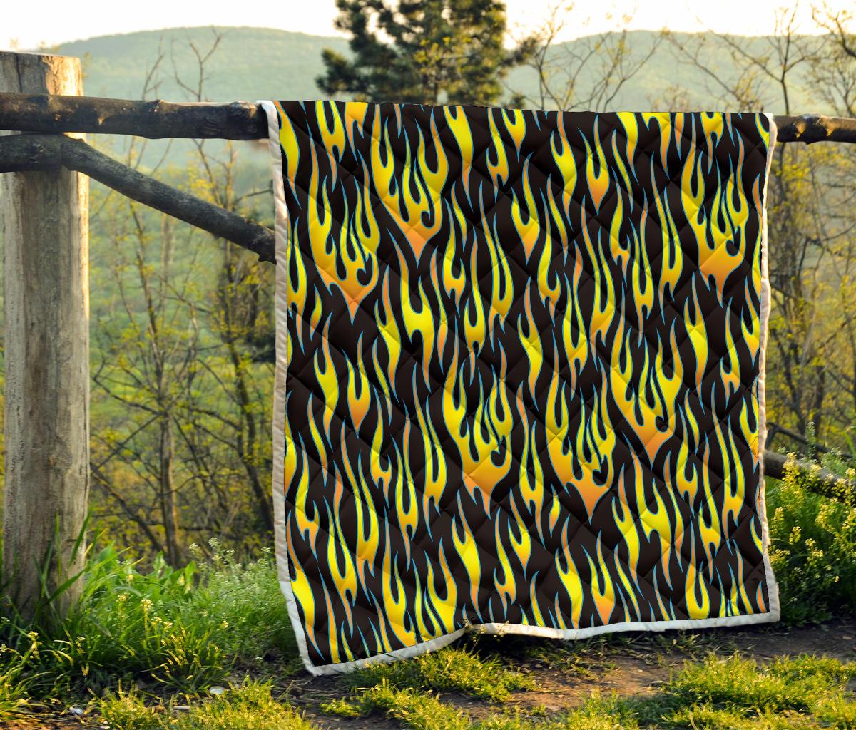 Flame Fire Yellow Pattern Premium Quilt-JTAMIGO.COM