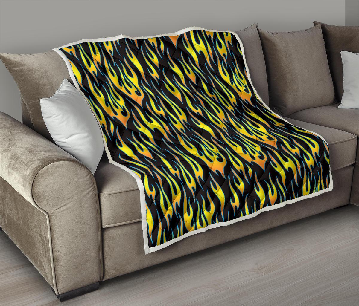 Flame Fire Yellow Pattern Premium Quilt-JTAMIGO.COM