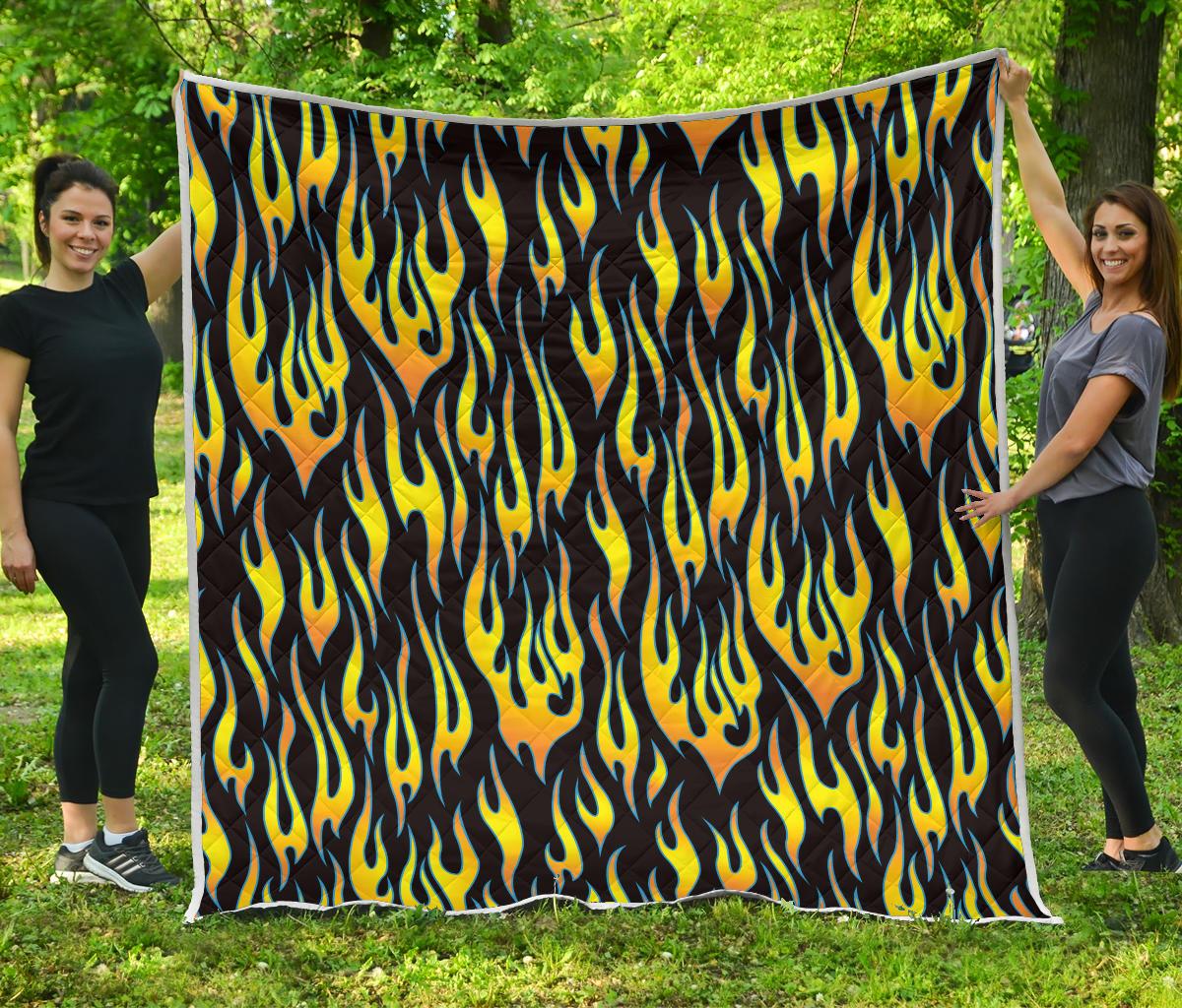 Flame Fire Yellow Pattern Premium Quilt-JTAMIGO.COM