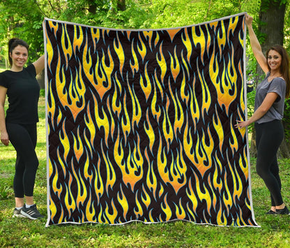 Flame Fire Yellow Pattern Premium Quilt-JTAMIGO.COM