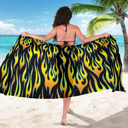 Flame Fire Yellow Pattern Sarong Pareo Wrap