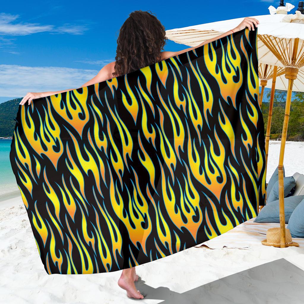Flame Fire Yellow Pattern Sarong Pareo Wrap
