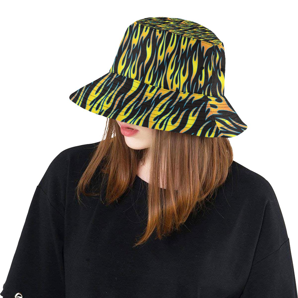 Flame Fire Yellow Pattern Unisex Bucket Hat