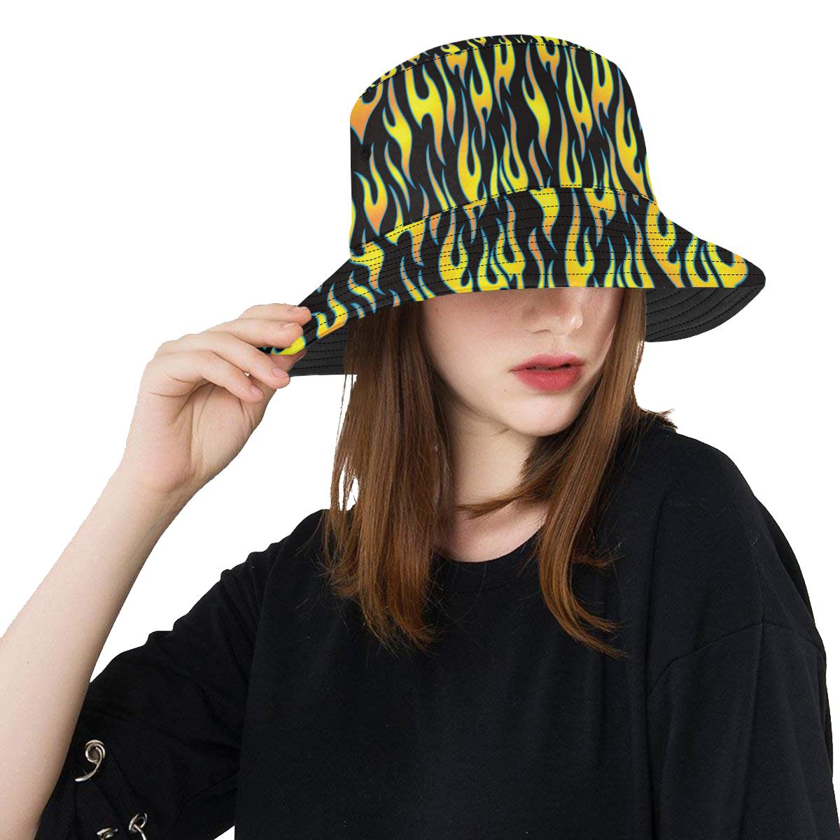 Flame Fire Yellow Pattern Unisex Bucket Hat