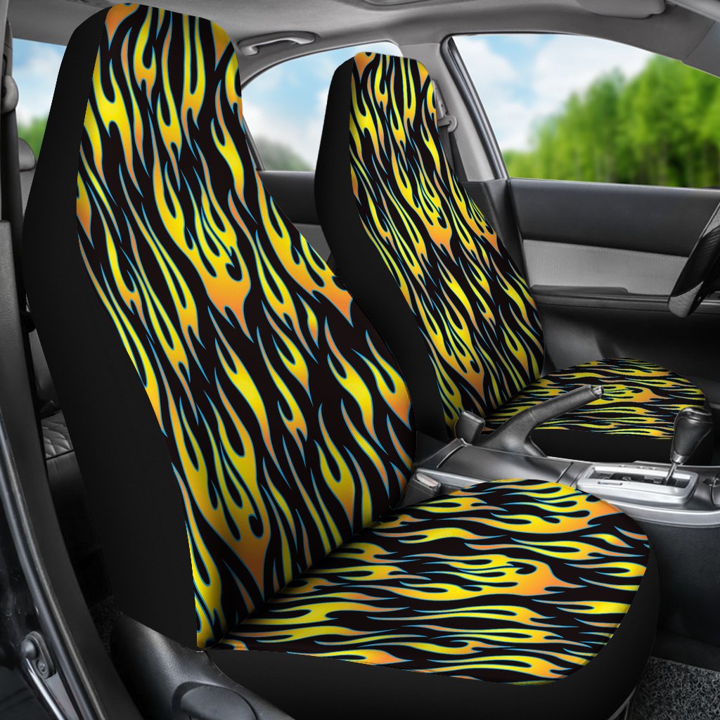 Flame Fire Yellow Pattern Universal Fit Car Seat Covers
