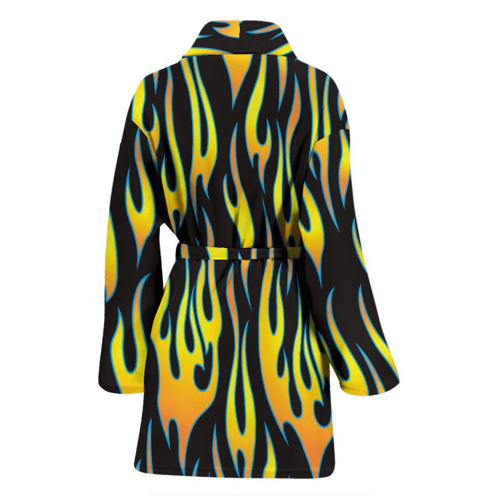 Flame Fire Yellow Pattern Women Bath Robe-JTAMIGO.COM