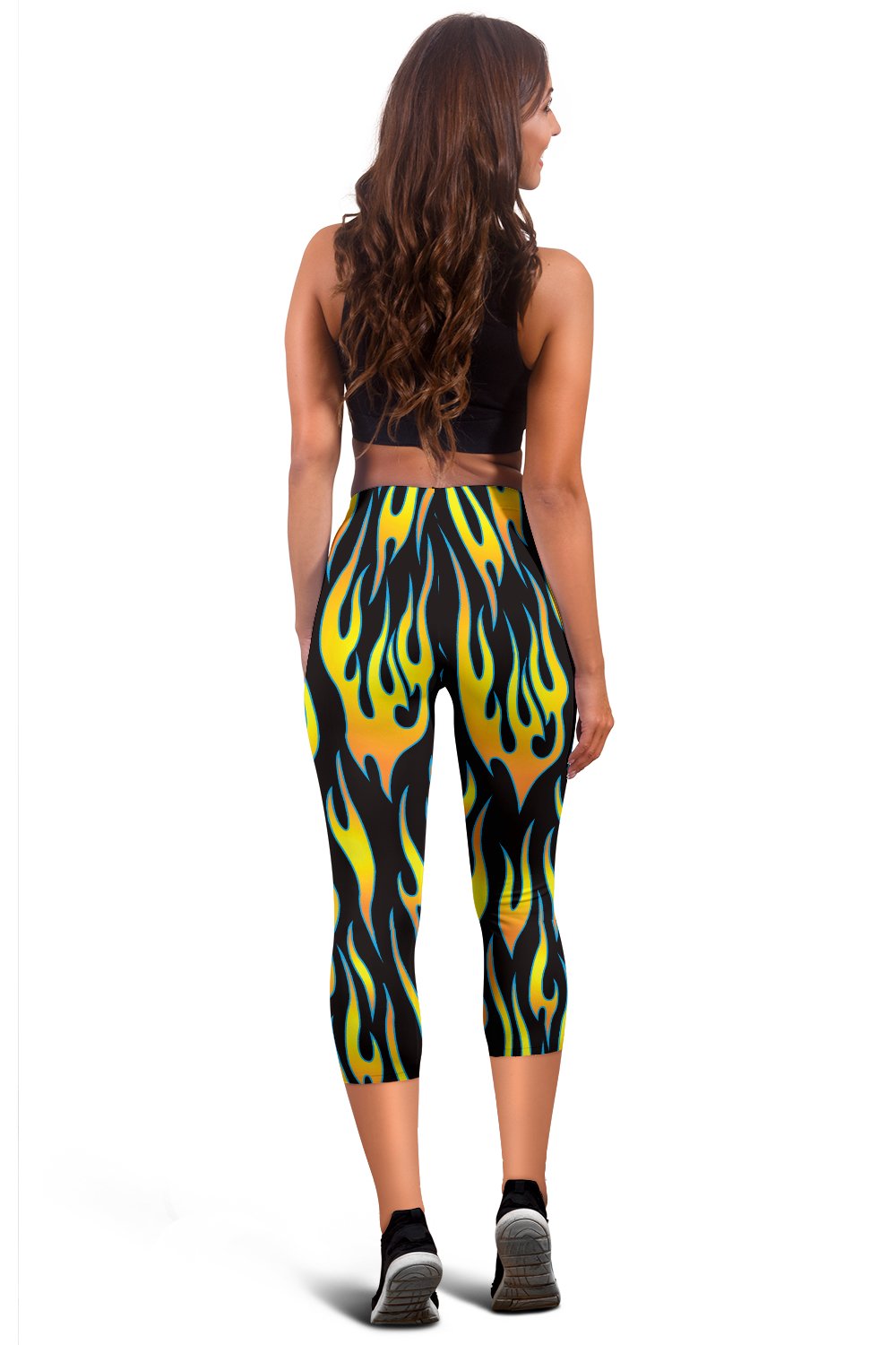 Flame Fire Yellow Pattern Women Capris