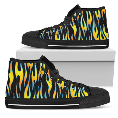 Flame Fire Yellow Pattern Women High Top Shoes