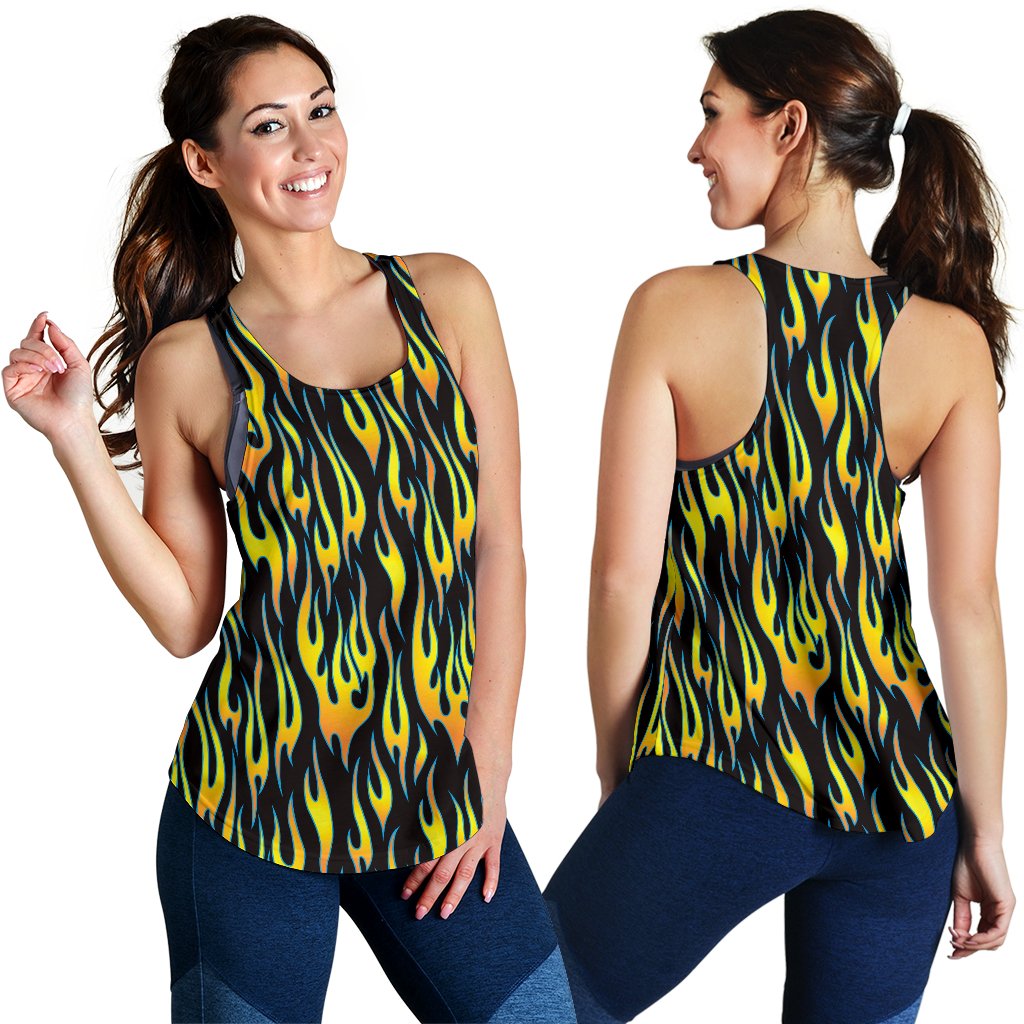 Flame Fire Yellow Pattern Women Racerback Tank Top