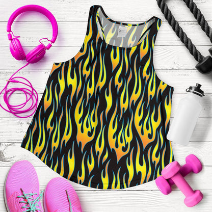 Flame Fire Yellow Pattern Women Racerback Tank Top