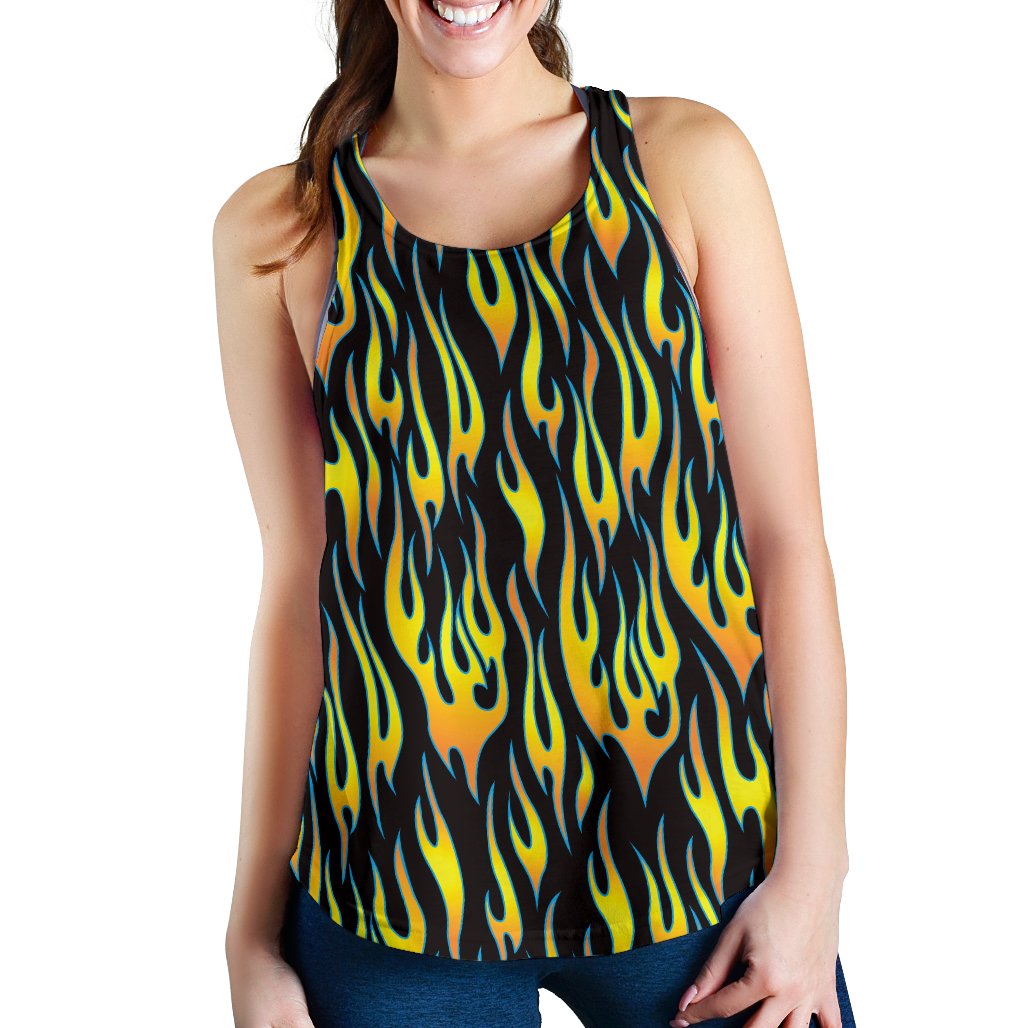 Flame Fire Yellow Pattern Women Racerback Tank Top
